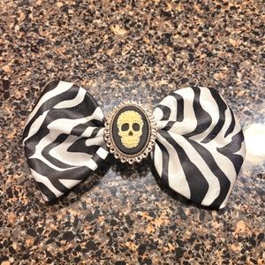 Zebra Striped and Skull Hair Bow